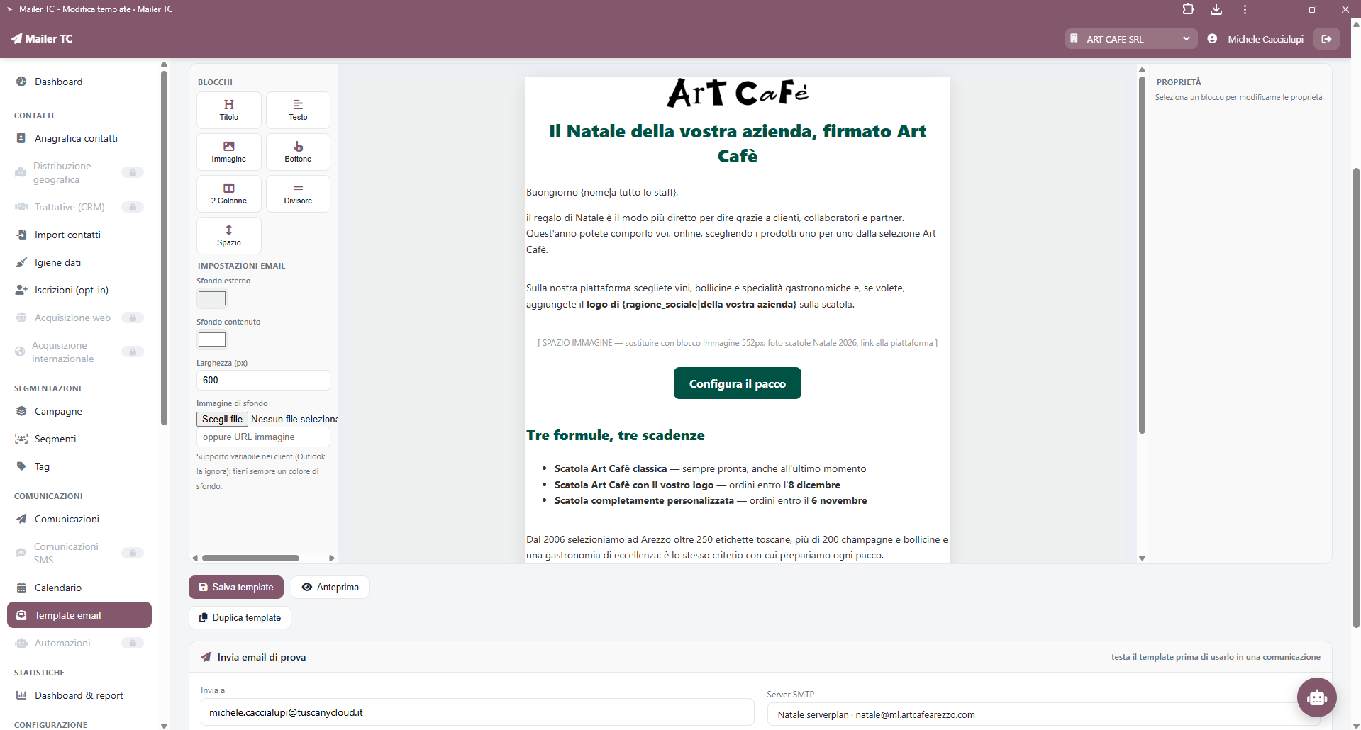 Composizione di una campagna in Mailer