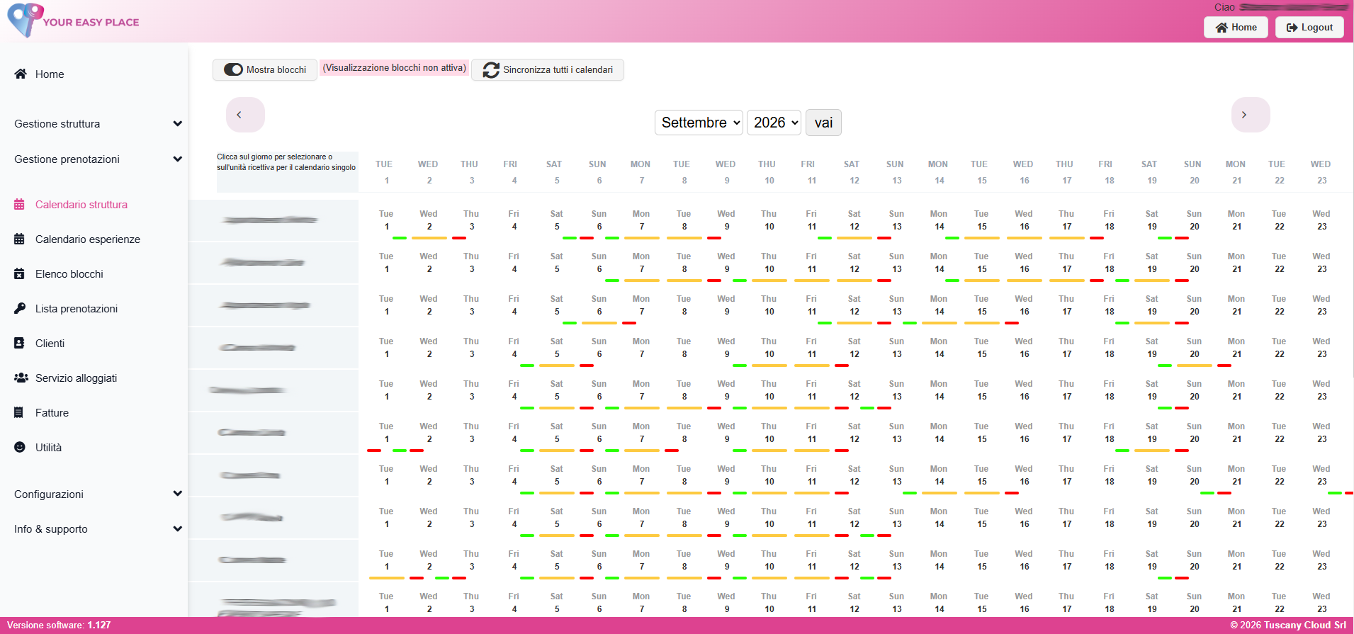 Calendario delle prenotazioni di Your Easy Place